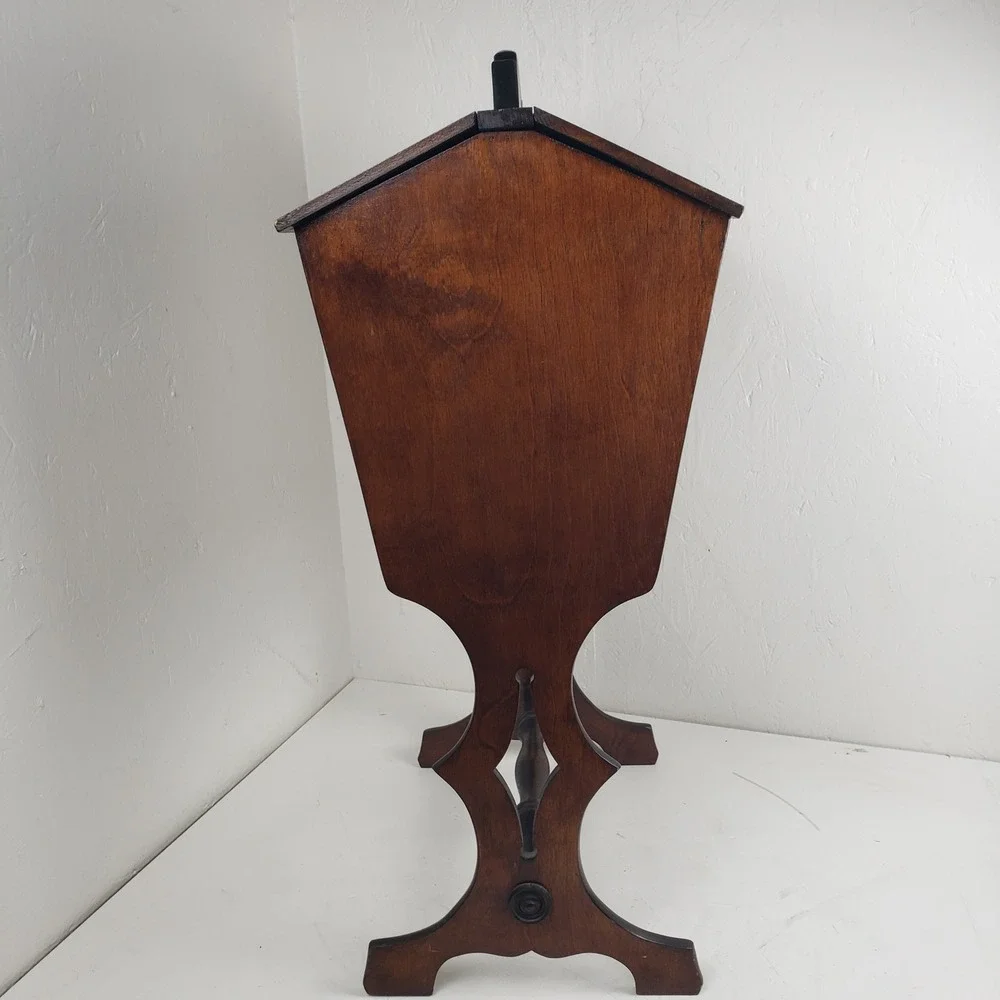 Vintage Priscilla Wooden Sewing Box On Stand Removable Tray Dark Brown Storage